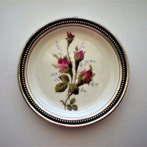 Rosenthal Bahnhof Selb Moss Rose Porcelain Sterling Rim Coaster Dish Plate 4"